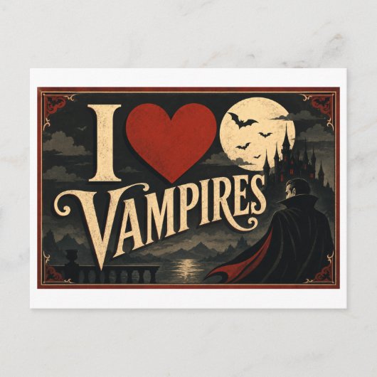 "Ik [Hart] Vampiers" Briefkaart (Voorkant)