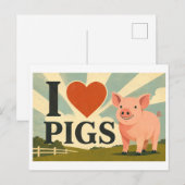 "Ik [Hart] Varkens" Briefkaart (Voorkant / Achterkant)