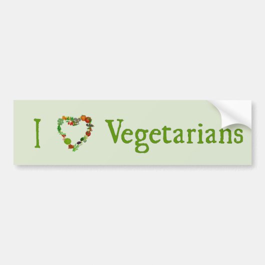 Ik Hart Vegetariërs Bumpersticker (Voorkant)