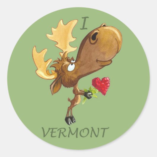 Ik hart Vermont Moose sticker (Voorkant)