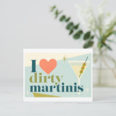 "Ik [Hart] Vies Gemixte Martinis" Briefkaart (Staand voorkant)