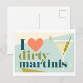 "Ik [Hart] Vies Gemixte Martinis" Briefkaart (Voorkant / Achterkant)