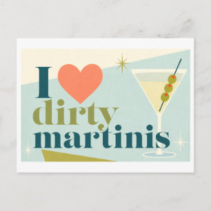"Ik [Hart] Vies Gemixte Martinis" Briefkaart