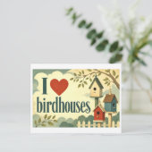 "Ik [Hart] Vogelhuisjes" Briefkaart (Staand voorkant)