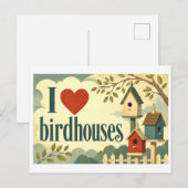 "Ik [Hart] Vogelhuisjes" Briefkaart (Voorkant / Achterkant)
