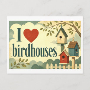 "Ik [Hart] Vogelhuisjes" Briefkaart