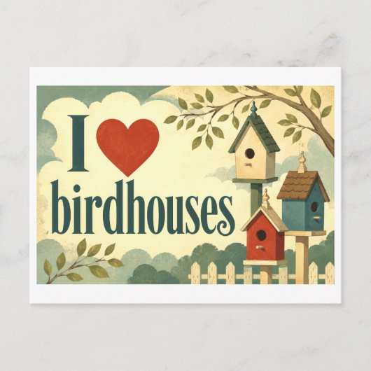 "Ik [Hart] Vogelhuisjes" Briefkaart (Voorkant)