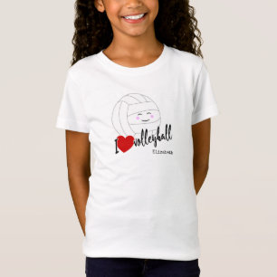 Ik hart volleybal blij kawaii meisjes volleybal t-shirt