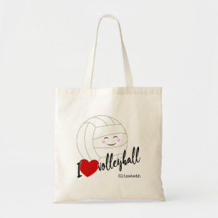 Ik hart volleybal blij kawaii meisjes volleybal tote bag