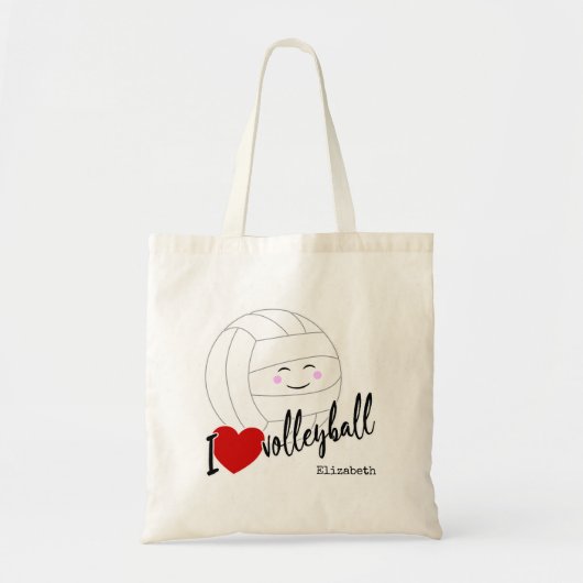 Ik hart volleybal blij kawaii meisjes volleybal tote bag (Voorkant)