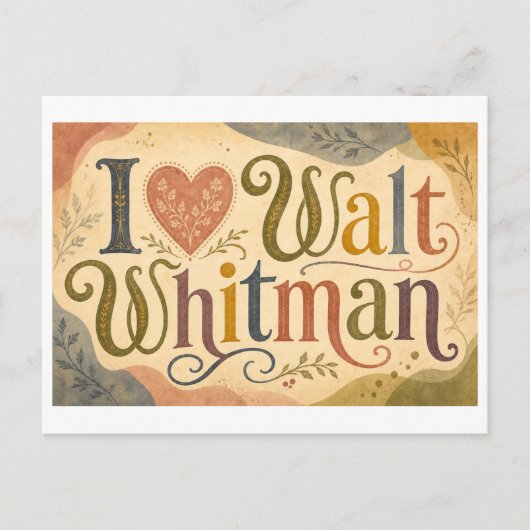 "Ik [Hart] Walt Whitman" Briefkaart (Voorkant)