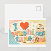 "Ik [Hart] Washi Tape" Briefkaart (Voorkant / Achterkant)