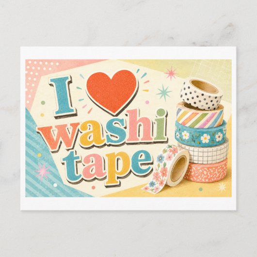 "Ik [Hart] Washi Tape" Briefkaart (Voorkant)