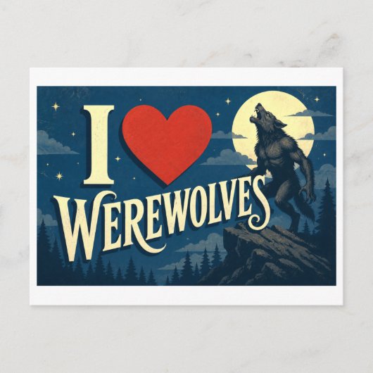 "Ik [Hart] Weerwolven" Briefkaart (Voorkant)