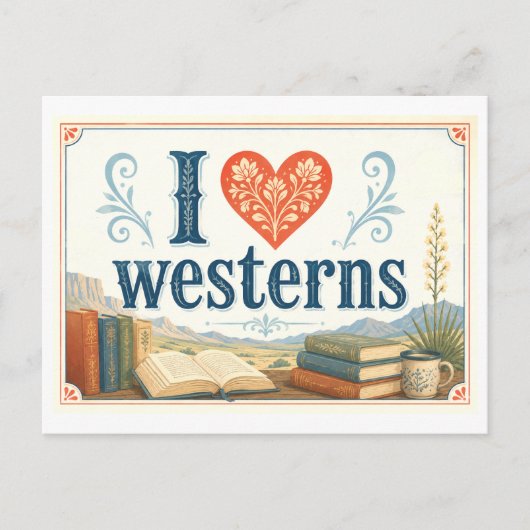 "Ik [Hart] Westerns" Briefkaart (Voorkant)