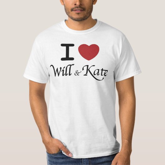 Ik hart Will en Kate Mannen T-shirt (Voorkant)