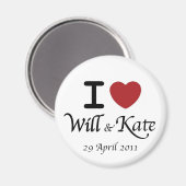 Ik hart William en Kate Royal Wedding Magnet (Voorkant / Achterkant)