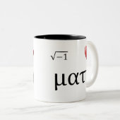 Ik hart Wiskunde, ik hart Wiskunde Tweekleurige Koffiemok (Voorkant rechts)