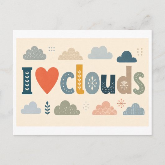 "Ik [Hart] Wolken" Briefkaart (Voorkant)