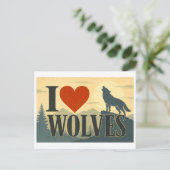 "Ik [Hart] Wolven" Briefkaart (Staand voorkant)