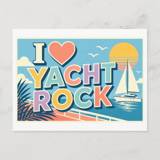 "Ik [Hart] Yacht Rock" Briefkaart (Voorkant)