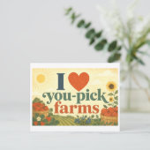 "Ik [Hart] You-Pick Boerderijen" Briefkaart (Staand voorkant)