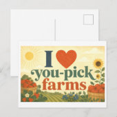 "Ik [Hart] You-Pick Boerderijen" Briefkaart (Voorkant / Achterkant)