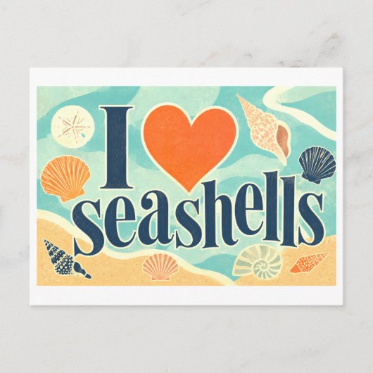 "Ik [Hart] Zeeschelpen" Briefkaart (Voorkant)