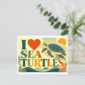 "Ik [Hart] Zeeschildpadden" Briefkaart (Staand voorkant)