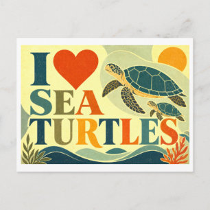 "Ik [Hart] Zeeschildpadden" Briefkaart