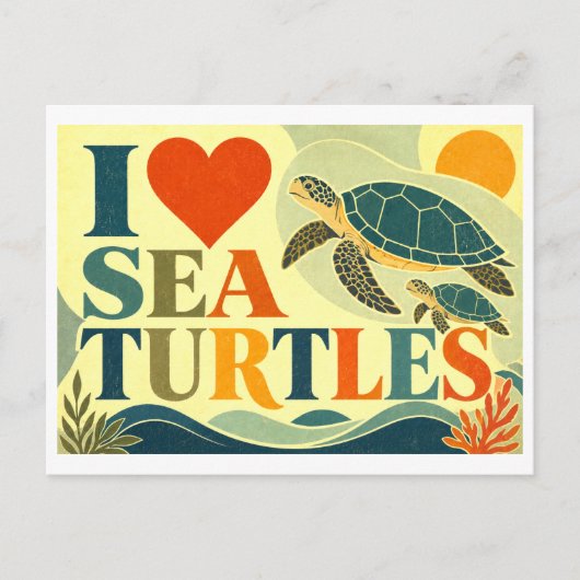 "Ik [Hart] Zeeschildpadden" Briefkaart (Voorkant)