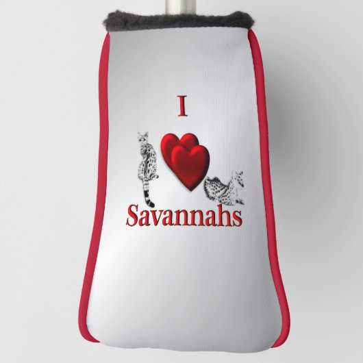 Ik Hart Zilveren Savannahkat Golfheadcover (Draai 90)