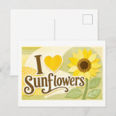 "Ik [Hart] Zonnebloemen" Briefkaart (Voorkant / Achterkant)