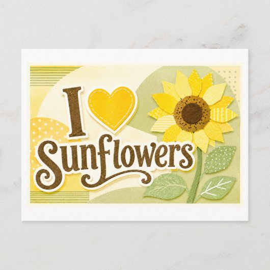 "Ik [Hart] Zonnebloemen" Briefkaart (Voorkant)