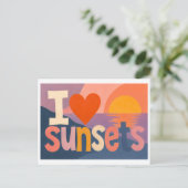 "Ik [Hart] Zonsondergangen" Briefkaart (Staand voorkant)