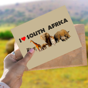 Ik hart Zuid-Afrika Wildlife Collage Briefkaart