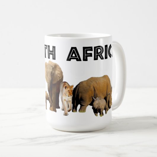 Ik hart Zuid-Afrika Wildlife Collage Koffiemok (Voorkant rechts)
