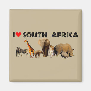 Ik hart Zuid-Afrika Wildlife Collage Magneet