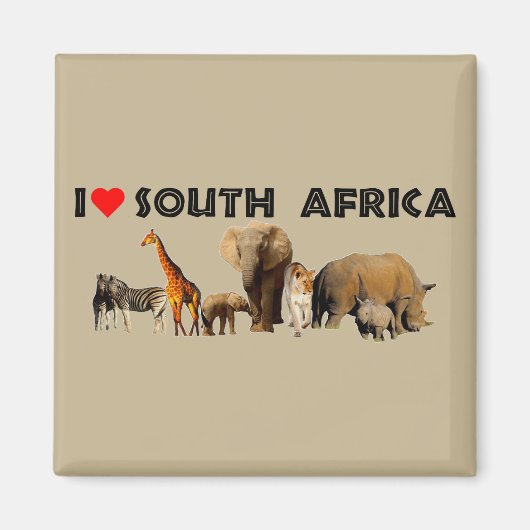 Ik hart Zuid-Afrika Wildlife Collage Magneet (Voorkant)