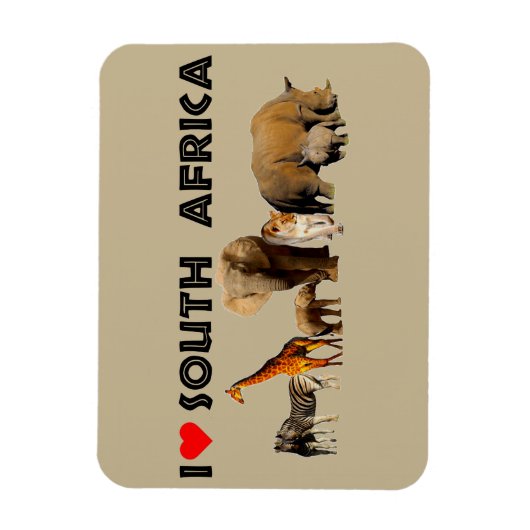 Ik hart Zuid-Afrika Wildlife Collage Magneet (Verticaal)