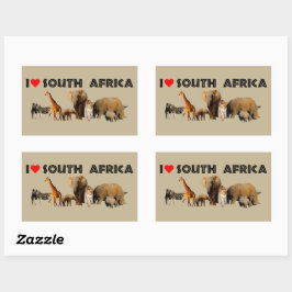 Ik hart Zuid-Afrika Wildlife Collage Rechthoekige Sticker