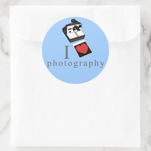 Ik hartfoto's ronde sticker (Tas)