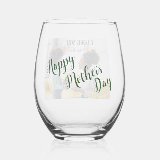 Ik hartje je moederdag Stemless wijnglas Wijnglas Zonder Voet (Achterkant)