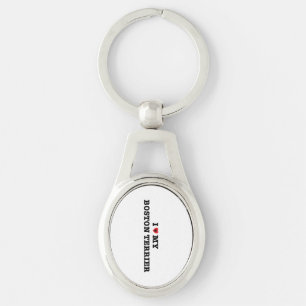 Ik hartje mijn Boston Terrier Metal Sleutelhanger