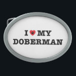 Ik hartje mijn Doberman riemgesp Gesp<br><div class="desc">doberman ,  pinscher ,  dobermann ,  dobie ,  duits ,  hond ,  puppy ,  pet ,  liefje ,  liefde ,  hart ,  mijn moeder ,  vader ,  eigenaar ,  ras ,  duitse baby ,  dier ,  duitsland</div>