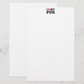 Ik hartje mijn Pug Stationery Briefpapier (Voorkant / Achterkant)