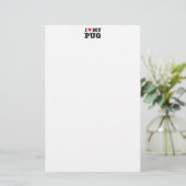 Ik hartje mijn Pug Stationery Briefpapier (Staand voorkant)
