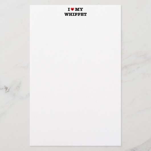 Ik hartje mijn Whippet briefpapier (Voorkant)