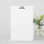 Ik hartje mijn Whippet briefpapier (Staand voorkant)