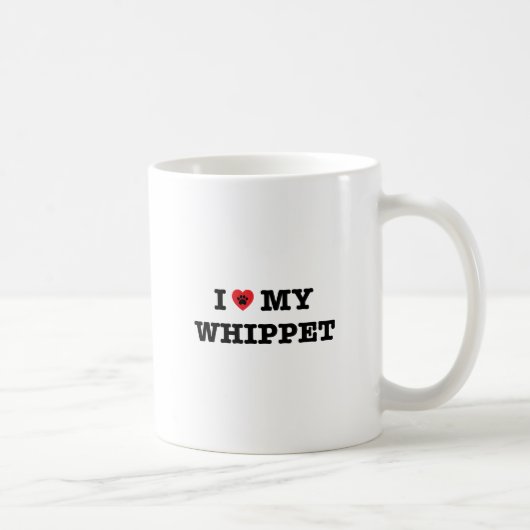 Ik hartje mijn Whippet Coffee Mok (Rechts)